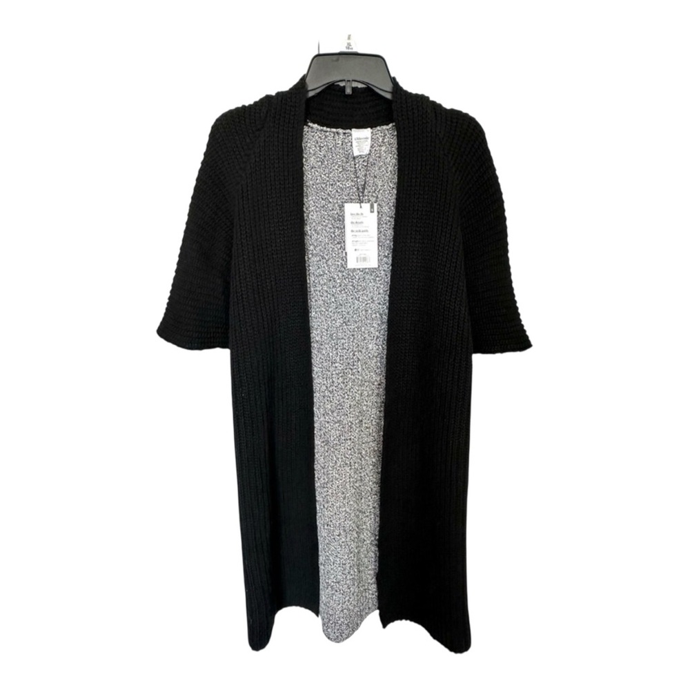 NWT Black Gray Color Block Open Front Knit Cardigan Small